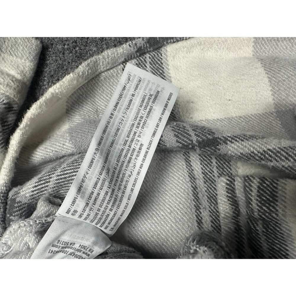 Hollister Boyfriend Fit Flannel Shirt Shacket Gray White Plaid Pockets Sz Small - Picture 5 of 7